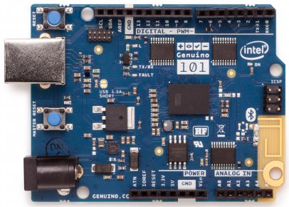 The Genuino keeps the same robust form factor and peripheral list of the UNO with the addition of onboard Bluetooth LE capabilities
