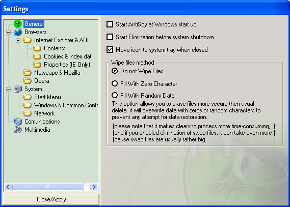 General setting dialog of application