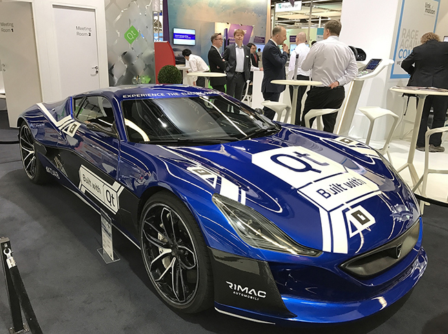 Concept One – the world's fastest electric supercar presented at the Embedded World 2017 exhibition.