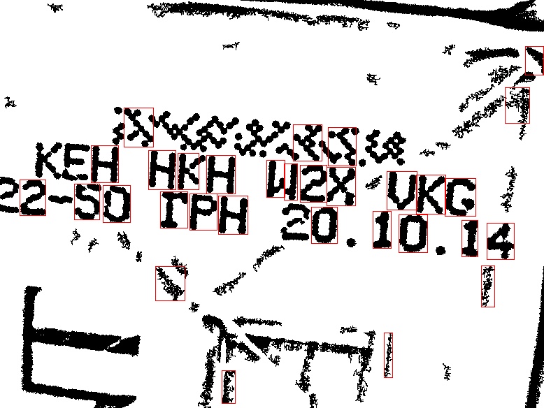 Filtered image with extracted rectangles