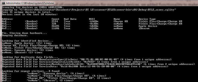 The free Nordic sniffer lists all of the devices it can see