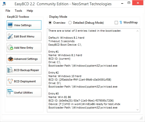 Specify path to boot from VHD file with specific environment.